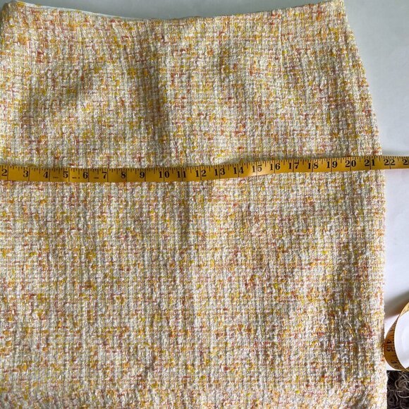 Vintage Carmen Marc Valvo Yellow Chanel Tweed Skirt Size 16 - Picture 7 of 8